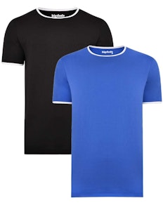 Bigdude Contrast Ringer T-Shirt 2 Pack Black/Royal Blue